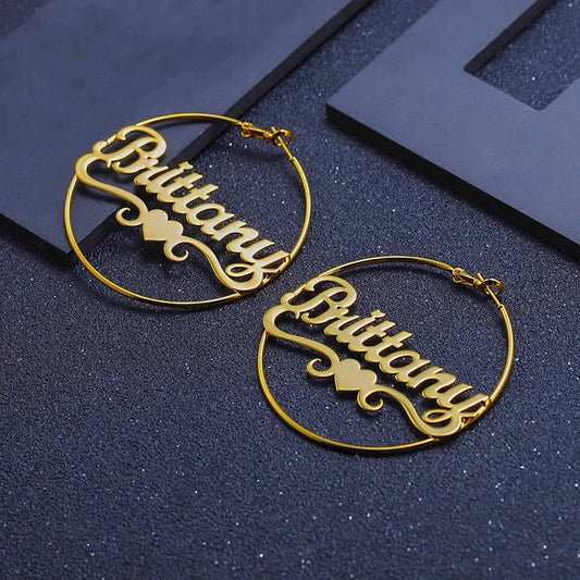 Customize Name Earrings with Heart Design