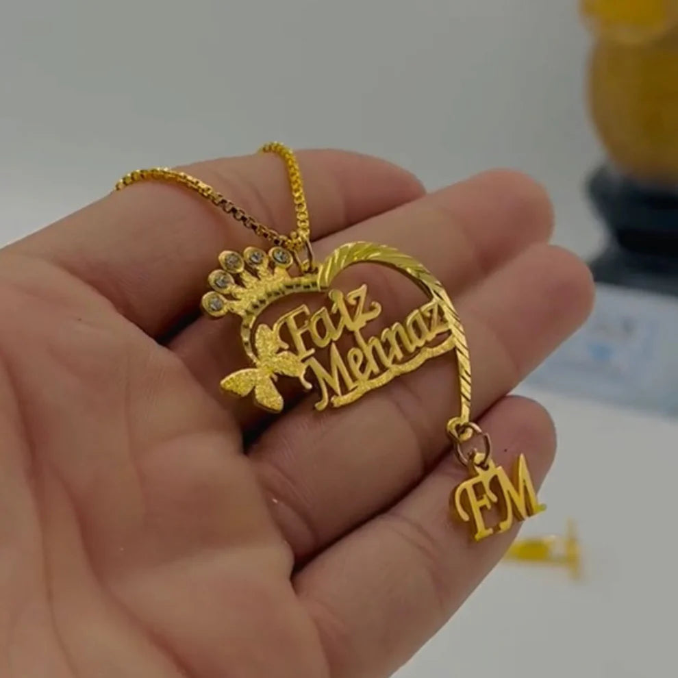 Customize Couple Name Necklace Initial Hanging